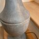 Lampe balustre vintage en bois de couleur gris zinc