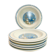 X6 hollow plates with blue pattern san marciano ceramiche- retro-kitchen- vintage