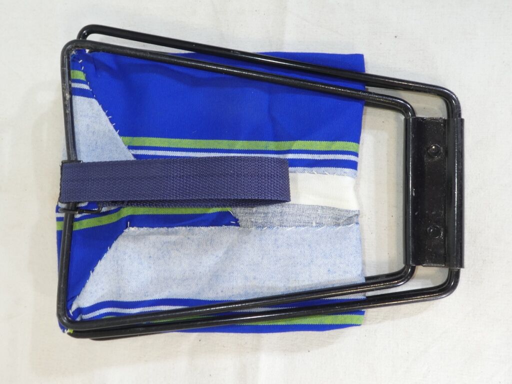 Vintage 190s folding camping stool with clutch