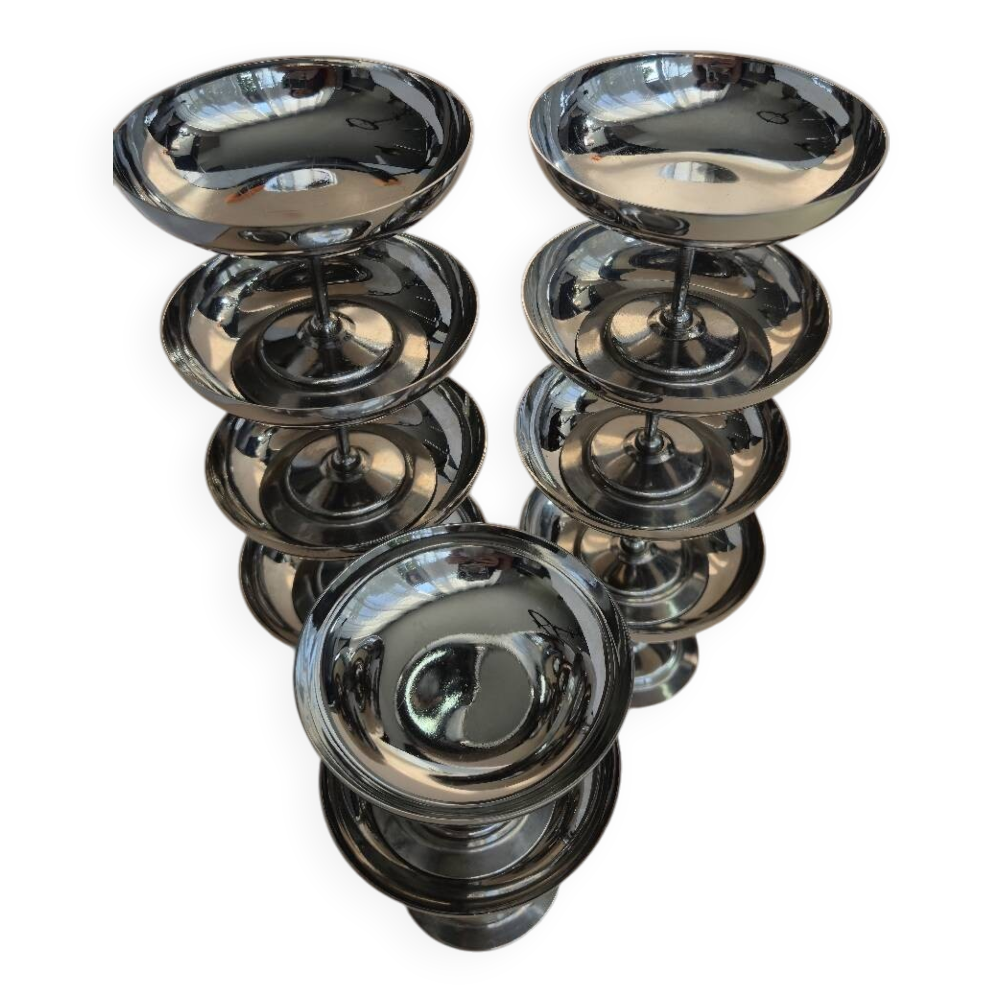 Set of 12 Vintage Stainless Steel Cups – 60s-70s