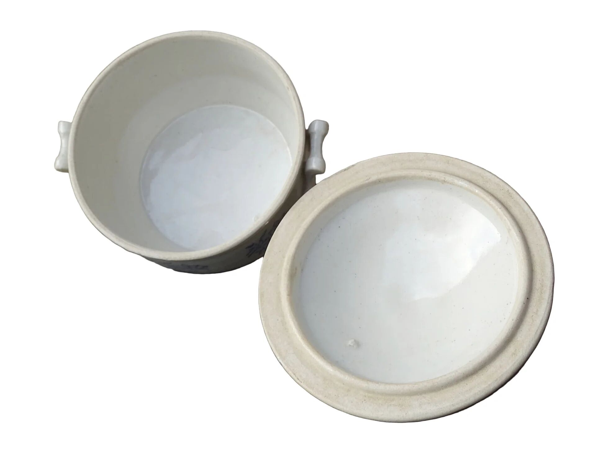 French antique glazed stoneware soup tureen, Saint Uze 6.3"