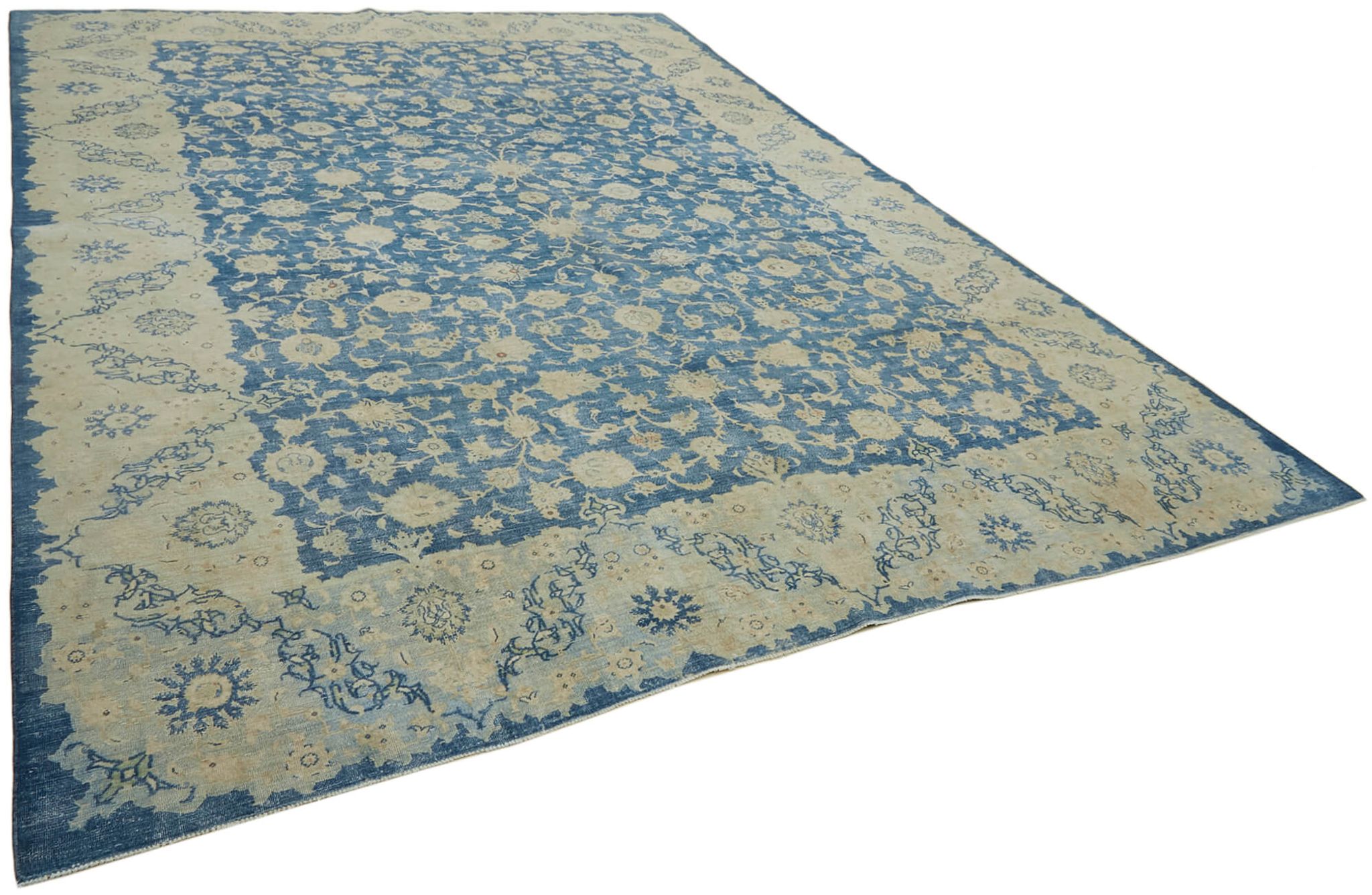 Handmade oriental contemporary 1980s 295 cm x 385 cm beige wool carpet