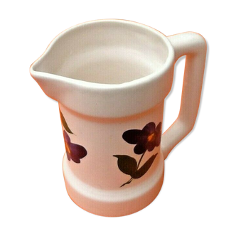 White pitcher floral decoration 70s P.L (Poet Laval)