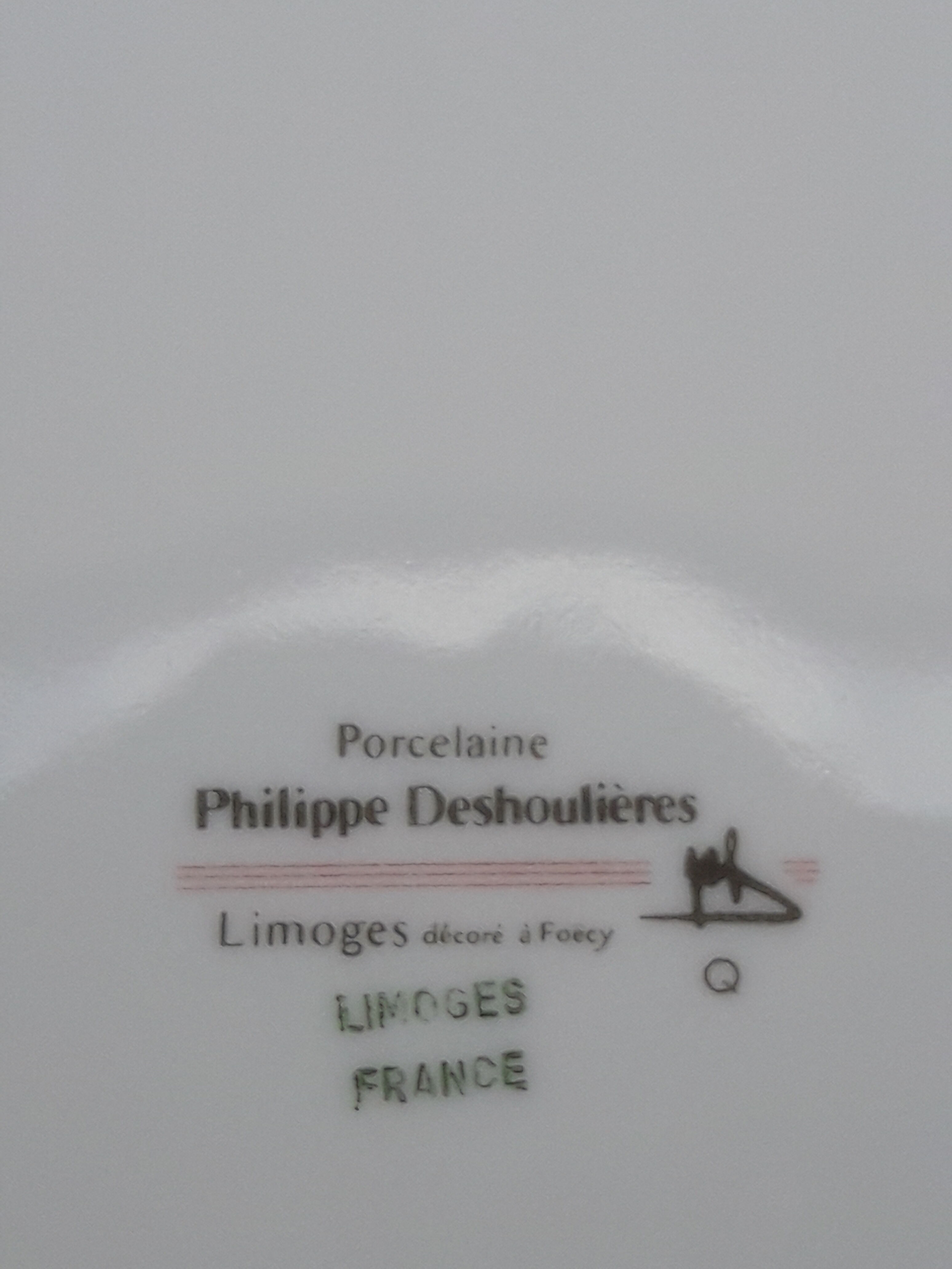 Limoges Philippe Deshoulières L 25.5 cm porcelain octagonal plate