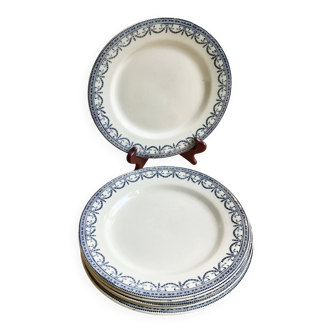 6 assiettes plates en terre de fer Salins XIX°