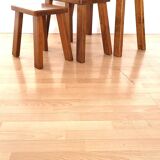 3 nesting tables in Brutalist style from the 70s in light oak.
