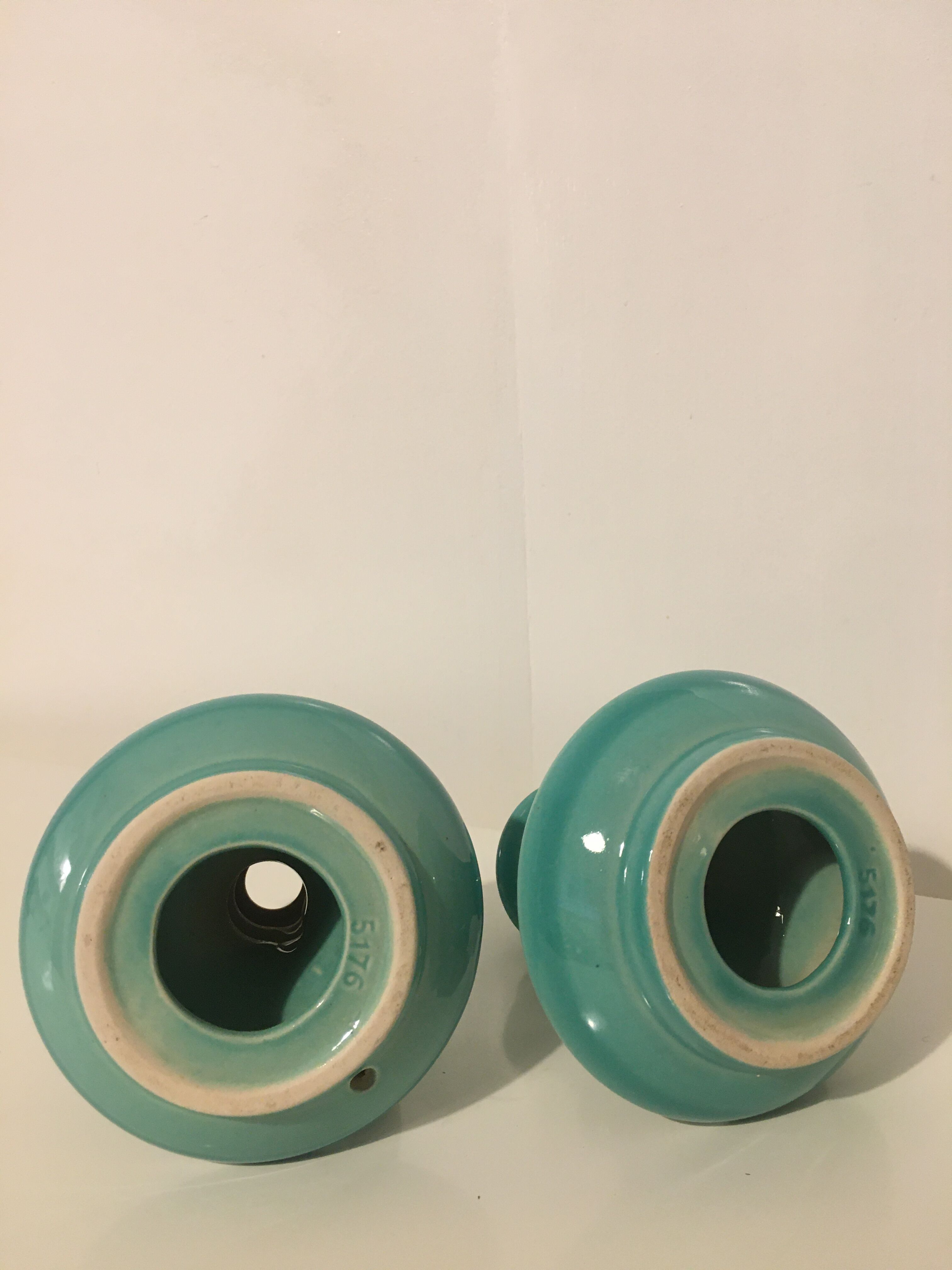 Pair of turquoise ceramic candlesticks