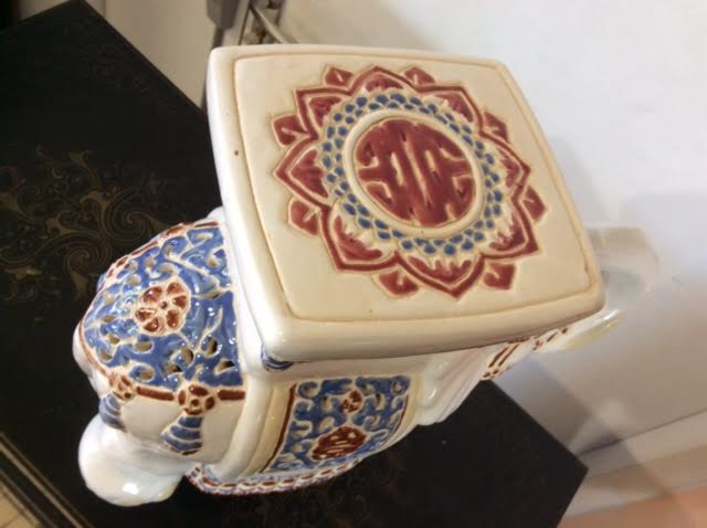 Elephant shaped porcelain side table