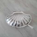 Deschamps Freres butter dish with silver-plated metal shell and V-shaped bowl