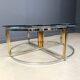 Large coffee table set in brass and glass, 1970s