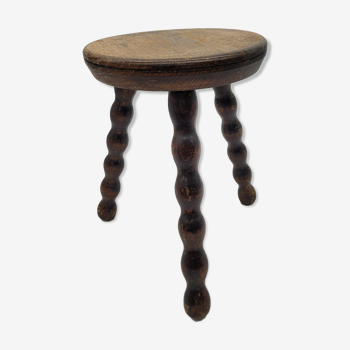 Tabouret bois tripode à pied boules