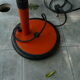 Orange and black arm metal table lamp flexible