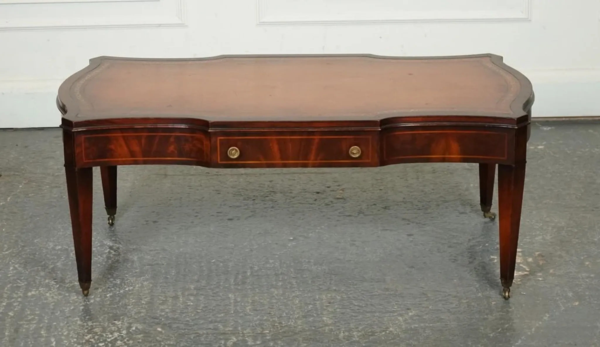 Heirloom Vintage Brown Leather Coffee Table by Weiman