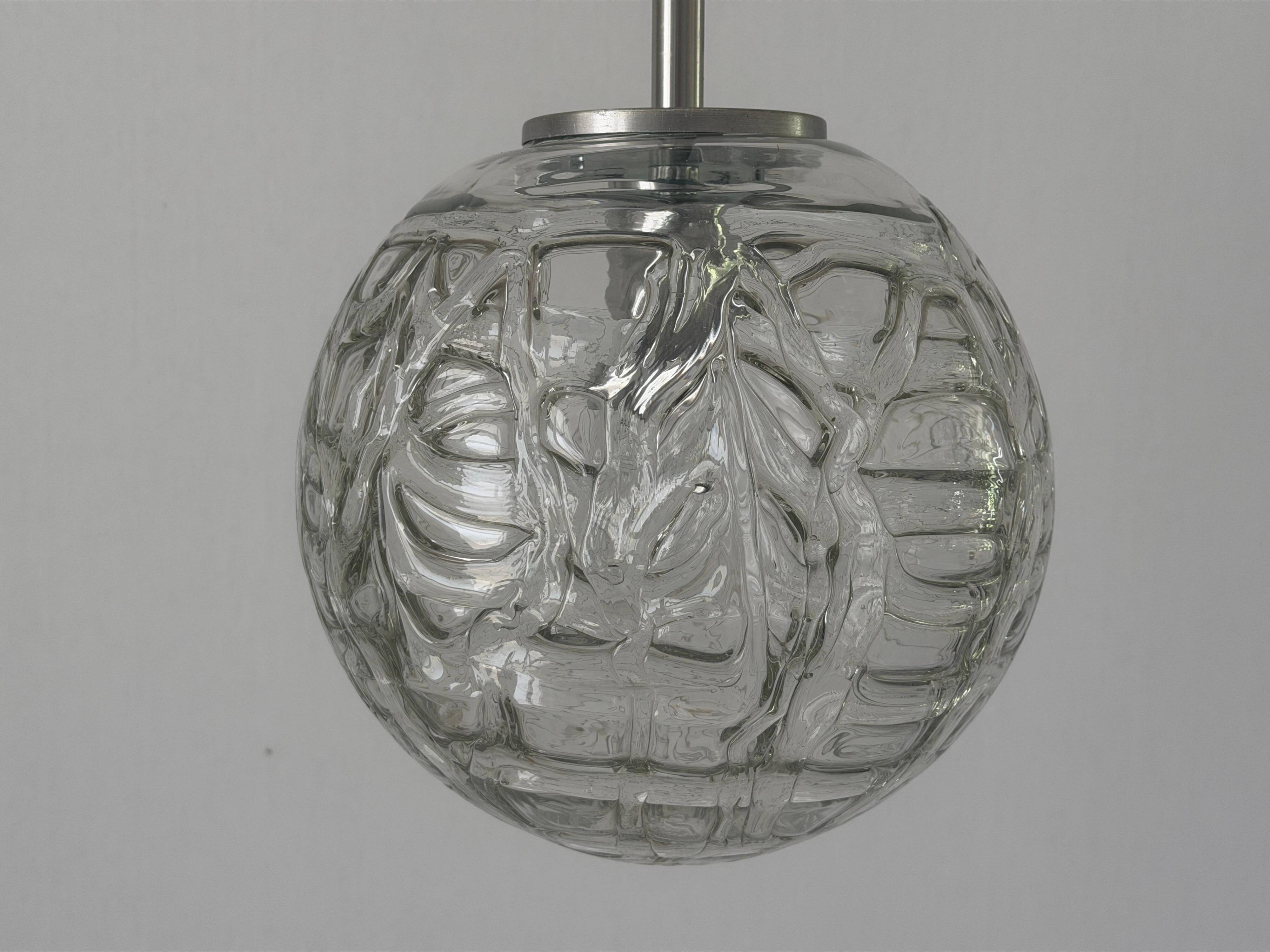 Hanging lamp in hand-blown white glass by Doria Leuchten, 1960s Germany