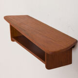 JM teak mirror with organic shape teak console, Denmark, 60s