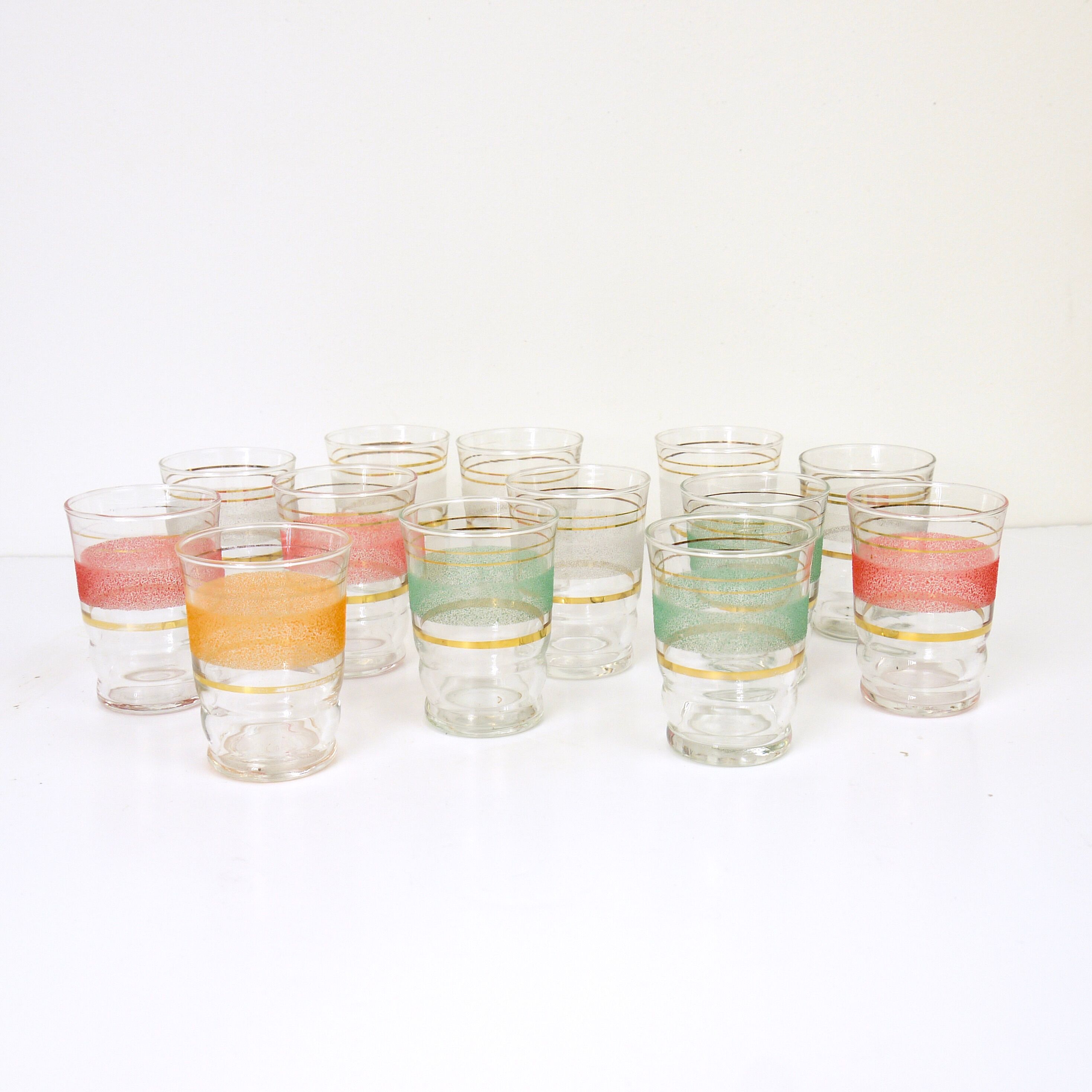 13 glasses with granite liqueurs