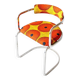 1970s yellow patterned fabric cantilever lounge chair with chrome steel frame.