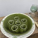 4 flat plates Gien tea towel pattern