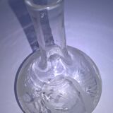 Petit vase ancien verre ou cristal scène oiseaux fougères signé