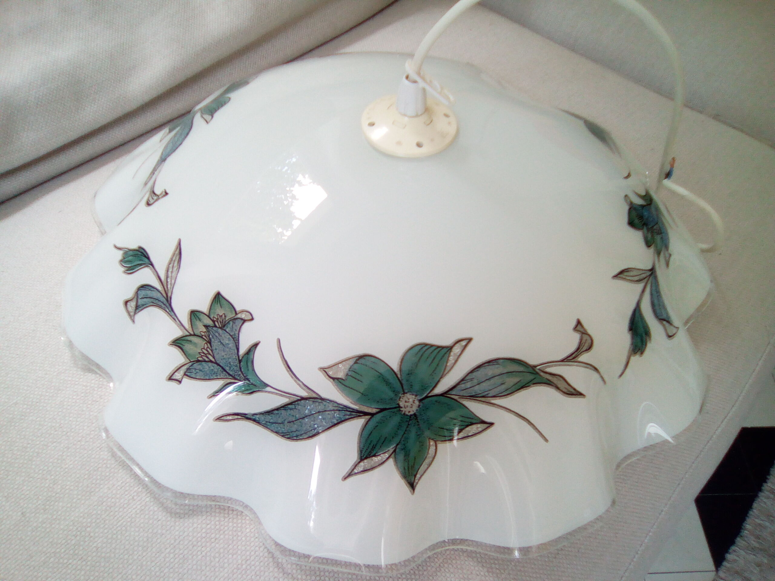 Opal glass chandelier 80s