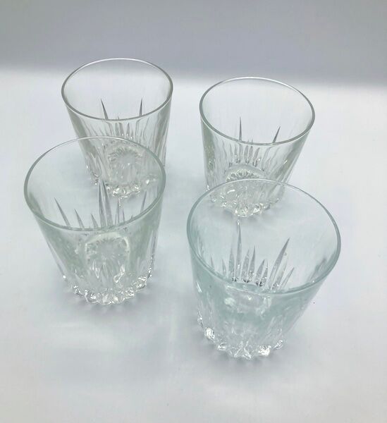 4 chiseled glass water glasses