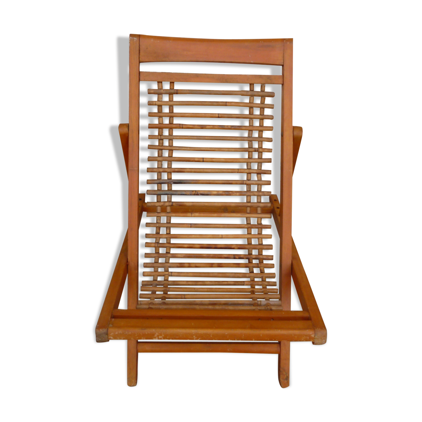 Children's lounger wooden deckchair and vintage foldable bamboo