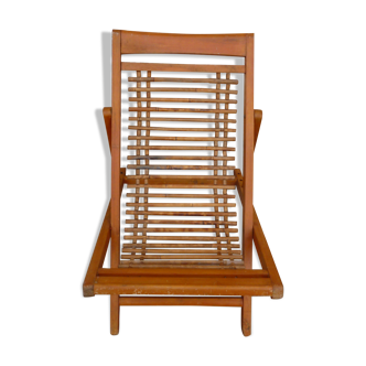 Children's lounger wooden deckchair and vintage foldable bamboo