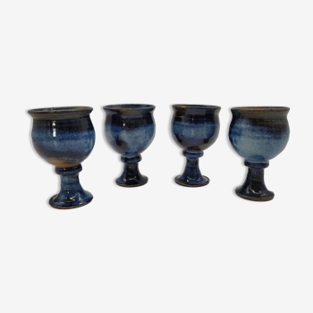 Set 4 blue sandstone cups