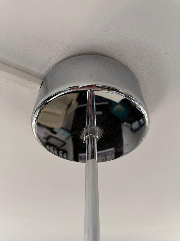 Streamline modern ceiling lamp in chrome with neon tubes, Germany, 1935