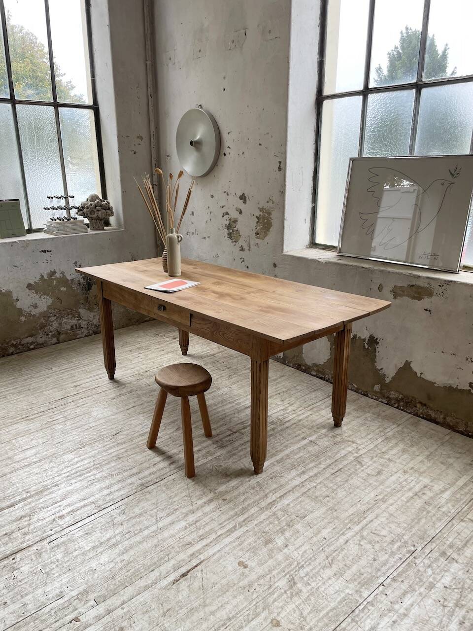 1950s oak butcher's farm table