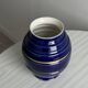 Vintage vase in shiny cobalt blue ceramic, gold edging