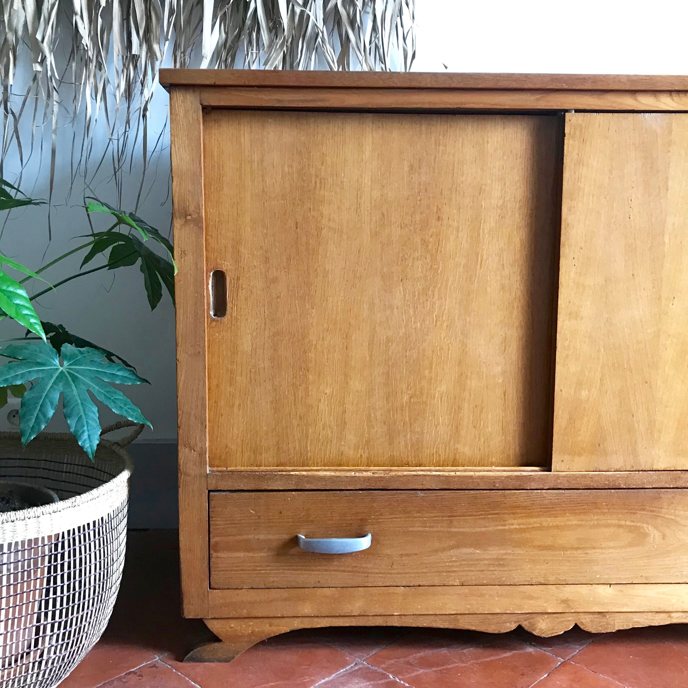 Vintage wooden furniture sliding doors