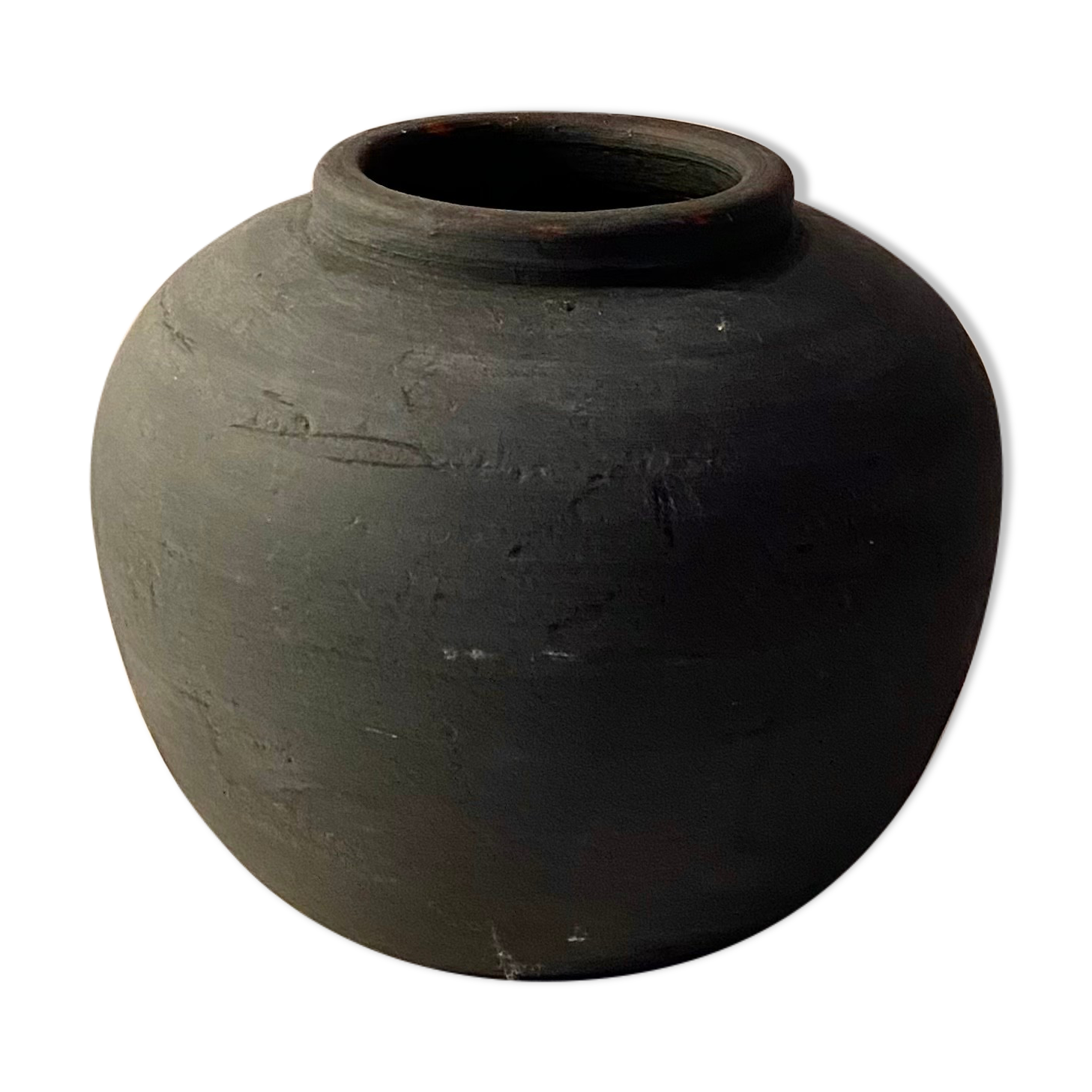 Black patinated terracotta vase