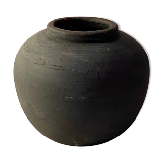 Black patinated terracotta vase