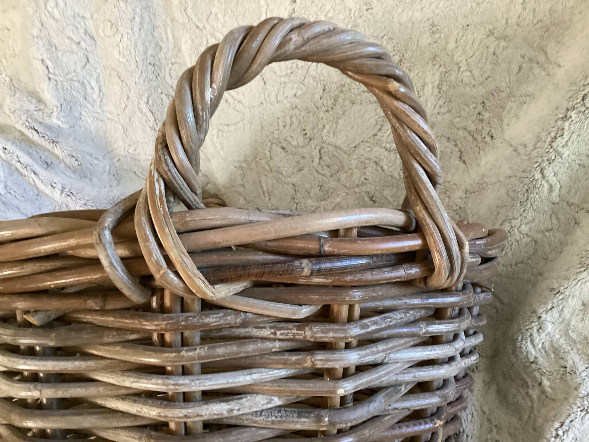 Large basket with rattan handles
