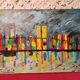 Mixed media canvas painting New York by B Morisson