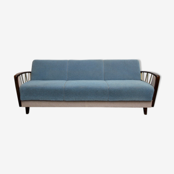 1950s sofa convertible in blue and grey