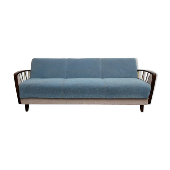 Canapé convertible des années 1950 en bleu et gris