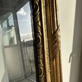 Large gilded mirror 19th century rounded corners mercury glass Louis XVI style
