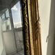Large gilded mirror 19th century rounded corners mercury glass Louis XVI style
