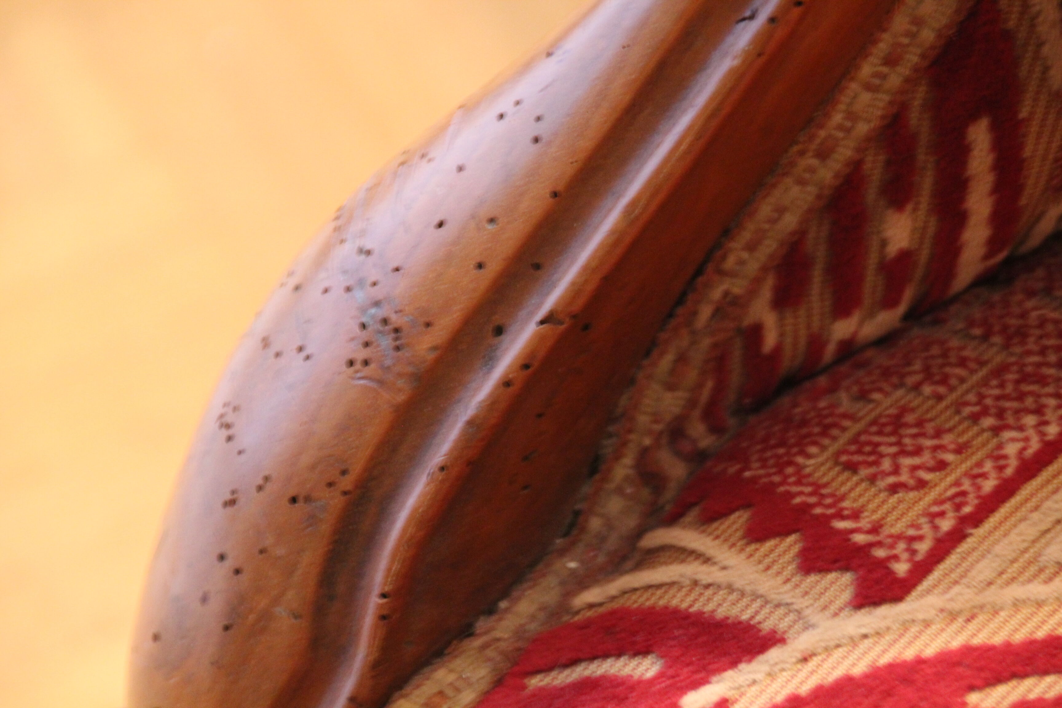 Armchair shepherdess red beige vintage antique