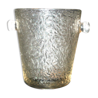 Vintage champagne bucket in frosted molded glass