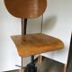 Vintage industrial workshop chair/stool in wood and metal