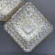 2 square ceiling lights in amber glass, 70s-80s