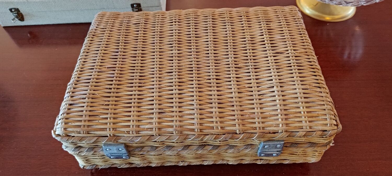 Vintage wicker suitcase