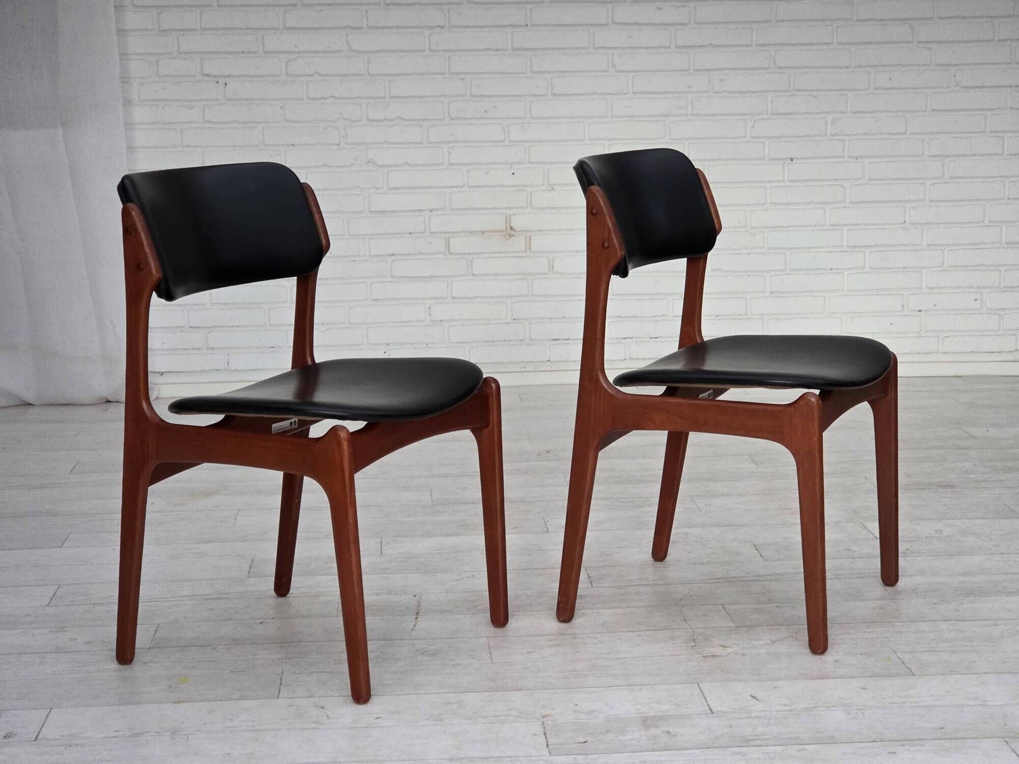 1960s, Danish design by Erik Buch, model 49, pair of chairs, teak wood.