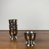 Set of 4 stainless steel egg cups, 1970