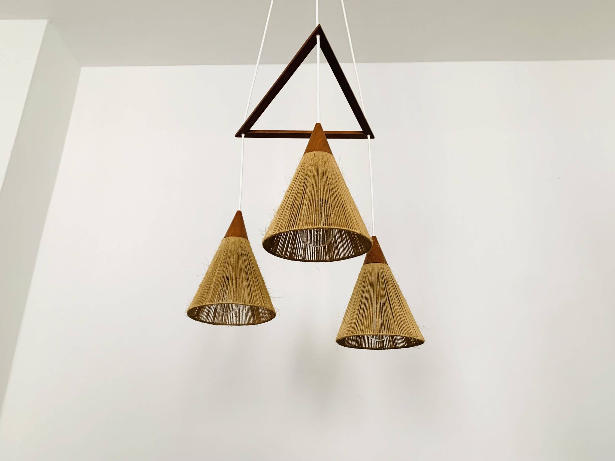 Teakwood and Sisal Cascading Lamp by Temde
