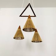 Teakwood and Sisal Cascading Lamp by Temde