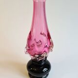 Soliflore en verre soufflé bicolore rose & noir